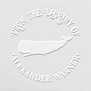 Whale Silhouette Nautical Theme Library Book Name Embosser