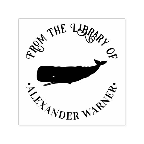 Whale Silhouette Nautical Theme Library Book Name Self_inking Stamp