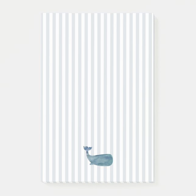 Whale Silhouette Painting Stripe Pattern Post-it Notes (Front)