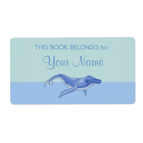 Whale solo Bookplate Sticker Label