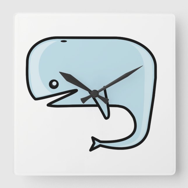 Whale Square Wall Clock (Front)