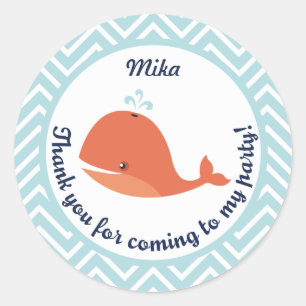Whale Swim Summer Party Thank You Sticker