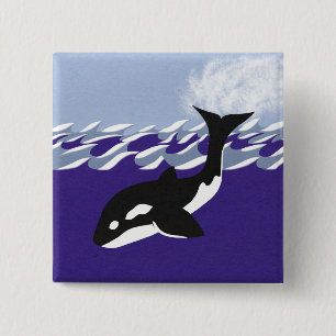 Whale Swimming in the Ocean Button