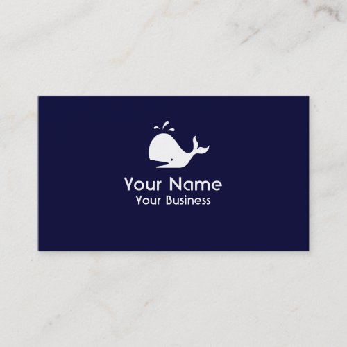 Whale symbol navy blue custom business cards