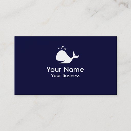 Customizable Whale symbol navy blue custom business cards