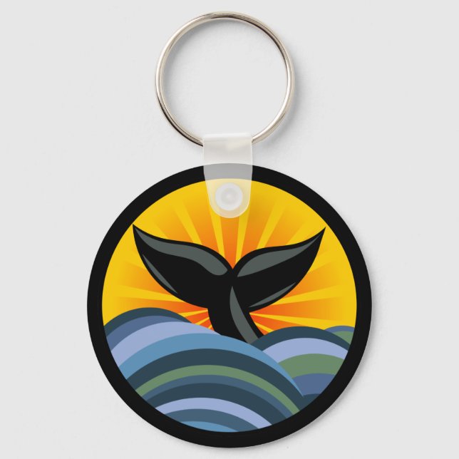 Whale Tail and Waves Keychain (Front)