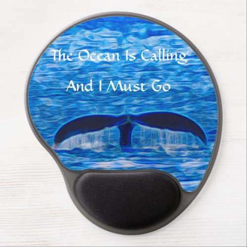 Whale Tail Blue Ocean Calling  Gel Mouse Pad