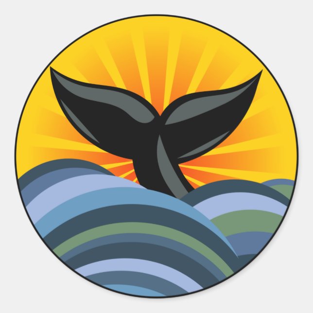 Whale Tail Classic Round Sticker (Front)