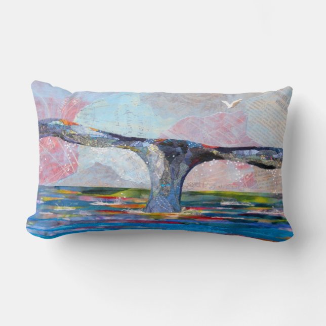 Whale Tail collage art Lumbar Pillow (Front)