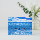 Whale Tail Fractal Blue and Pink Postcard (Standing Front)