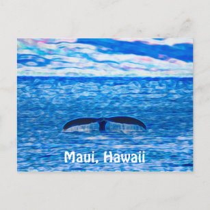 Whale Tail Fractal Blue and Pink Postcard