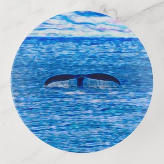 Whale Tail Fractal Blue and Pink Trinket Tray