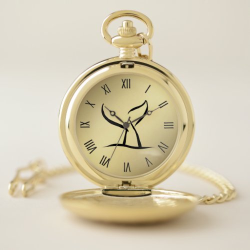 Whale Tail Gold Face with Roman Numerals Pocket Watch