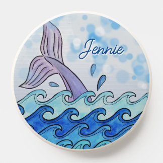 Whale Tail In Ocean Water Waves PopSocket