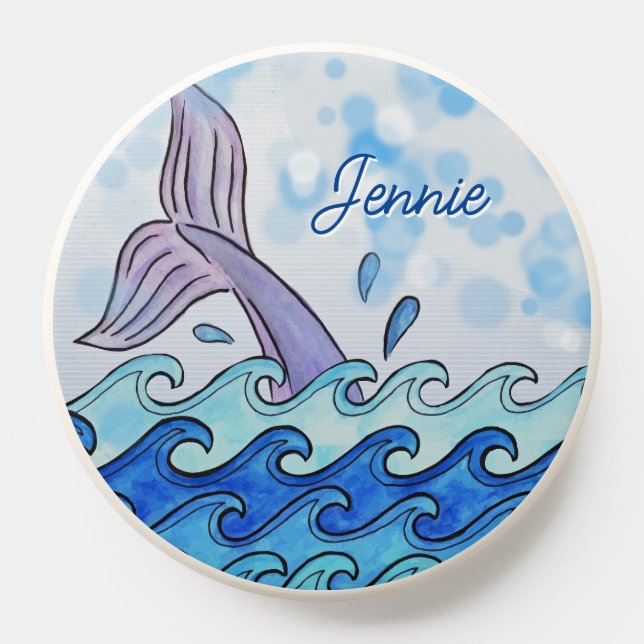 Whale Tail In Ocean Water Waves PopSocket (Popsocket)