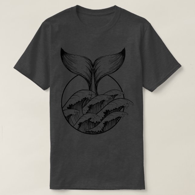 Whale Tail In Sea Waves T-Shirt (Design Front)