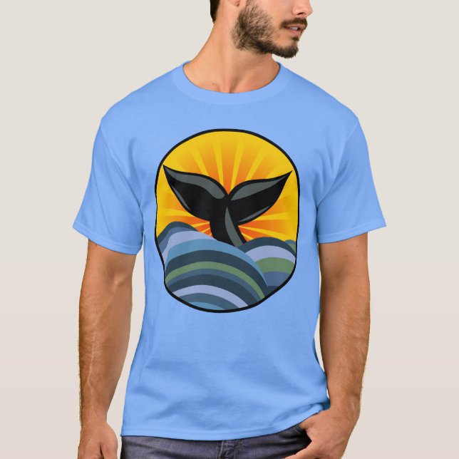 Whale Tail Ocean Waves T-Shirt (Front)