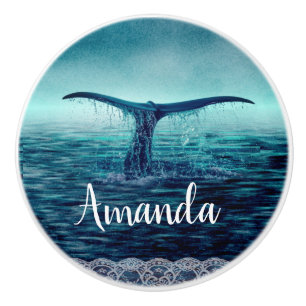 Whale Tail over Ocean Custom Ceramic Knob
