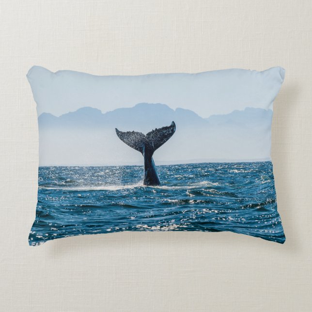 Whale Tail Seascape: Dramatic Water. Accent Pillow (Front)