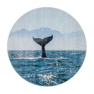 Whale Tail Seascape: Dramatic Water. Cutting Board