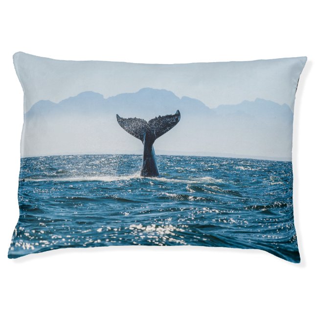 Whale Tail Seascape: Dramatic Water. Pet Bed (Front)