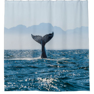 Whale Tail Seascape: Dramatic Water. Shower Curtain