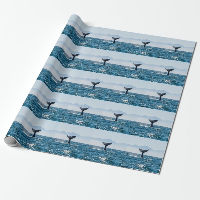 Whale Tail Seascape: Dramatic Water. Wrapping Paper (Unrolled)