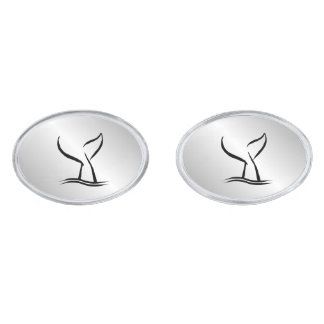 Whale Tail Silver Cufflinks