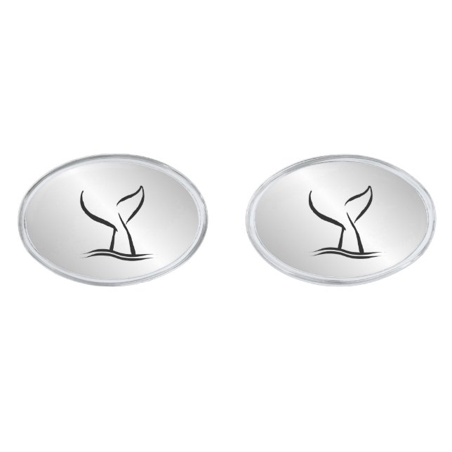 Whale Tail Silver Cufflinks (Front)