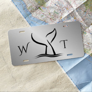 Whale Tail Silver License Plate