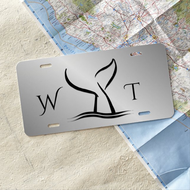 Whale Tail Silver License Plate (In Situ)