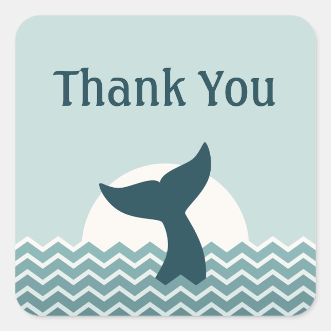Whale Tail Thank You Square Sticker (Front)