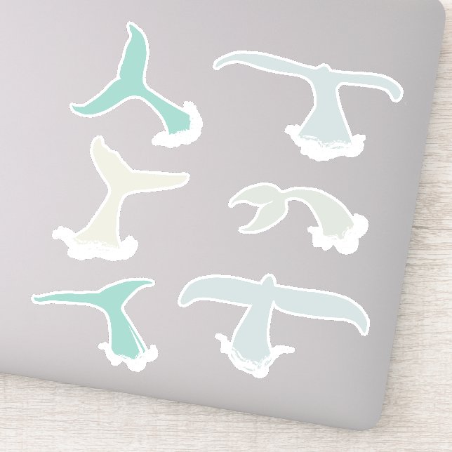 Whale Tails Blue Grey Ocean Wildlife Pack Sticker (Detail)
