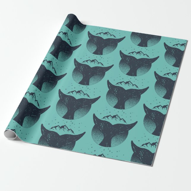 Whale Tale Badge Pattern Wrapping Paper (Unrolled)