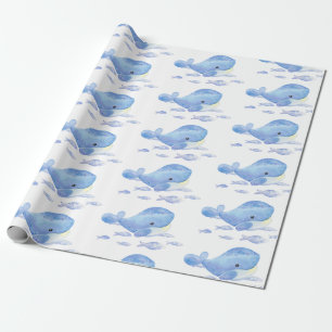 Whale Tastic Blue Birthday Wrapping Paper