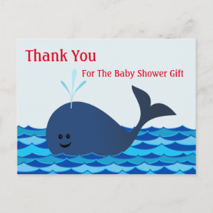 Whale, Thank You Baby Shower Postcard