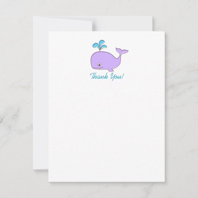 Whale Thank You Note Card, 4.25x5.5 (Front)