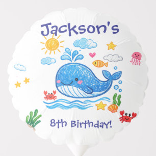 Whale Theme Summer Kids Birthday Party Balloon