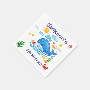 Whale Theme Summer Kids Birthday Party Napkins