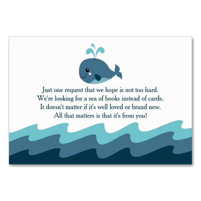 Whale themed Baby Shower Book Request Card (Front)