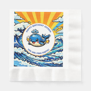 Whale Themed Nautical Boy's Birthday Party Napkins