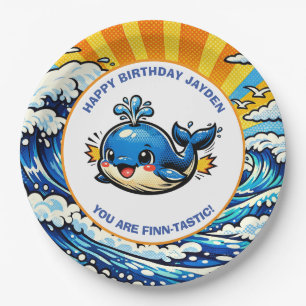 Whale Themed Nautical Boy's Birthday Party Paper Plates