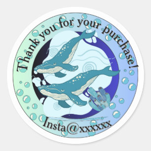 Whale themed Thank you sticker
