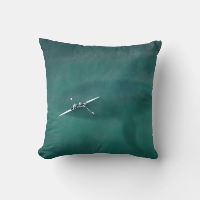 Whale Under Boat: Never Alone at Sea Throw Pillow (Front)