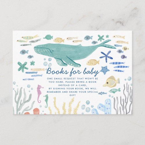 Whale Under The Sea Baby Shower Books For Baby Enclosure Card