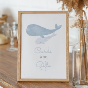 Whale Under the Sea Baby Shower Cards and Gifts Poster