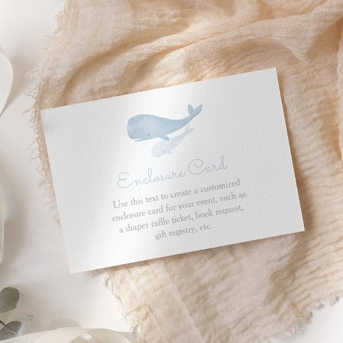 Whale Under the Sea Baby Shower Custom Enclosure Card