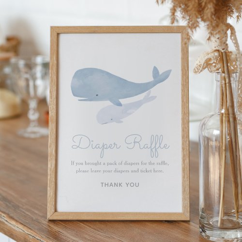 Whale Under the Sea Baby Shower Diaper Raffle Sign