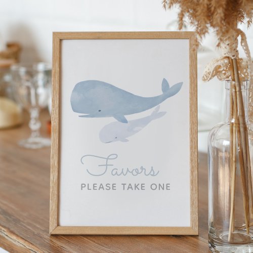 Whale Under the Sea Baby Shower Favors Sign