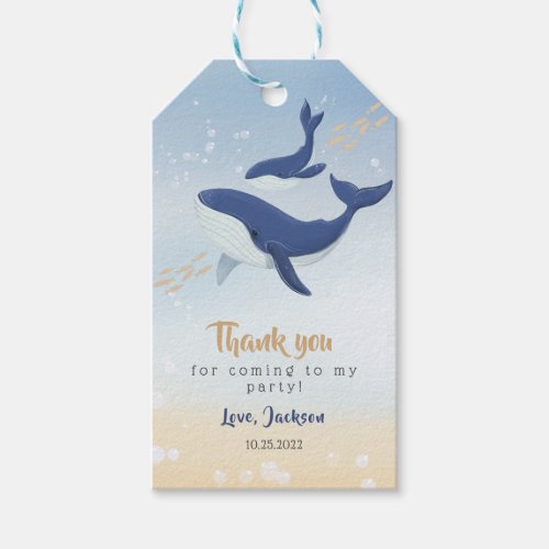 Whale Under the Sea Baby Shower  Gift Tags